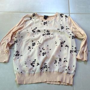 Ann Taylor floral top blouse pink